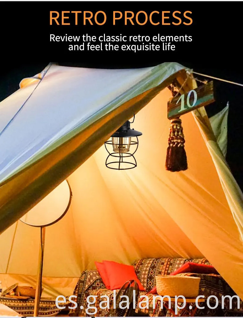 Lámpara de campamento LED impermeable con carga USB para al aire libre